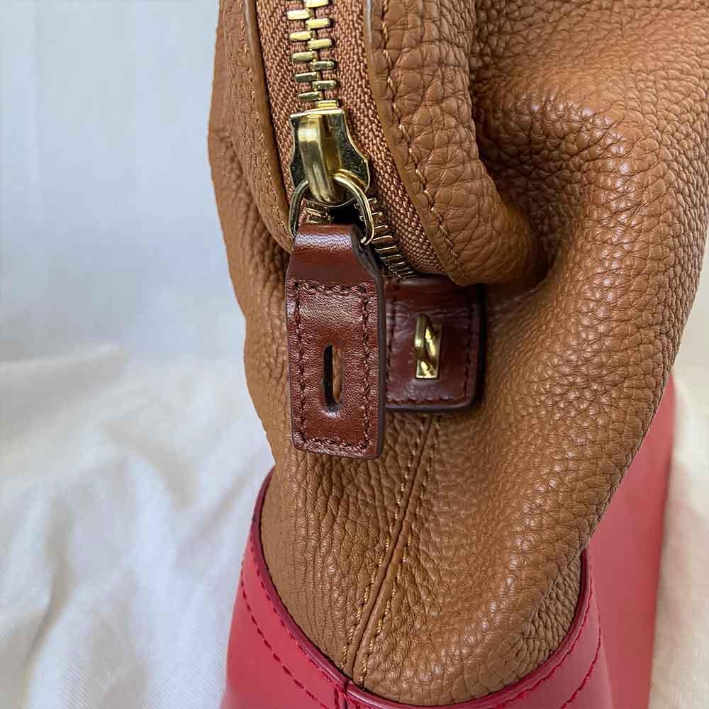 Fendi red and tan bicolor shoulder bag