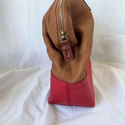 Fendi red and tan bicolor shoulder bag
