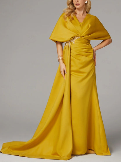 V-neck Solid Color Maxi Dress