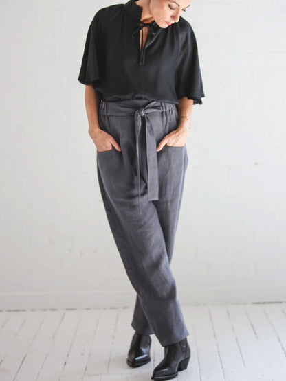 Lace-up Cotton and Linen Comfortable Women's Pants