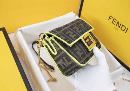 Fendi Baguette Brown Fabric Bag