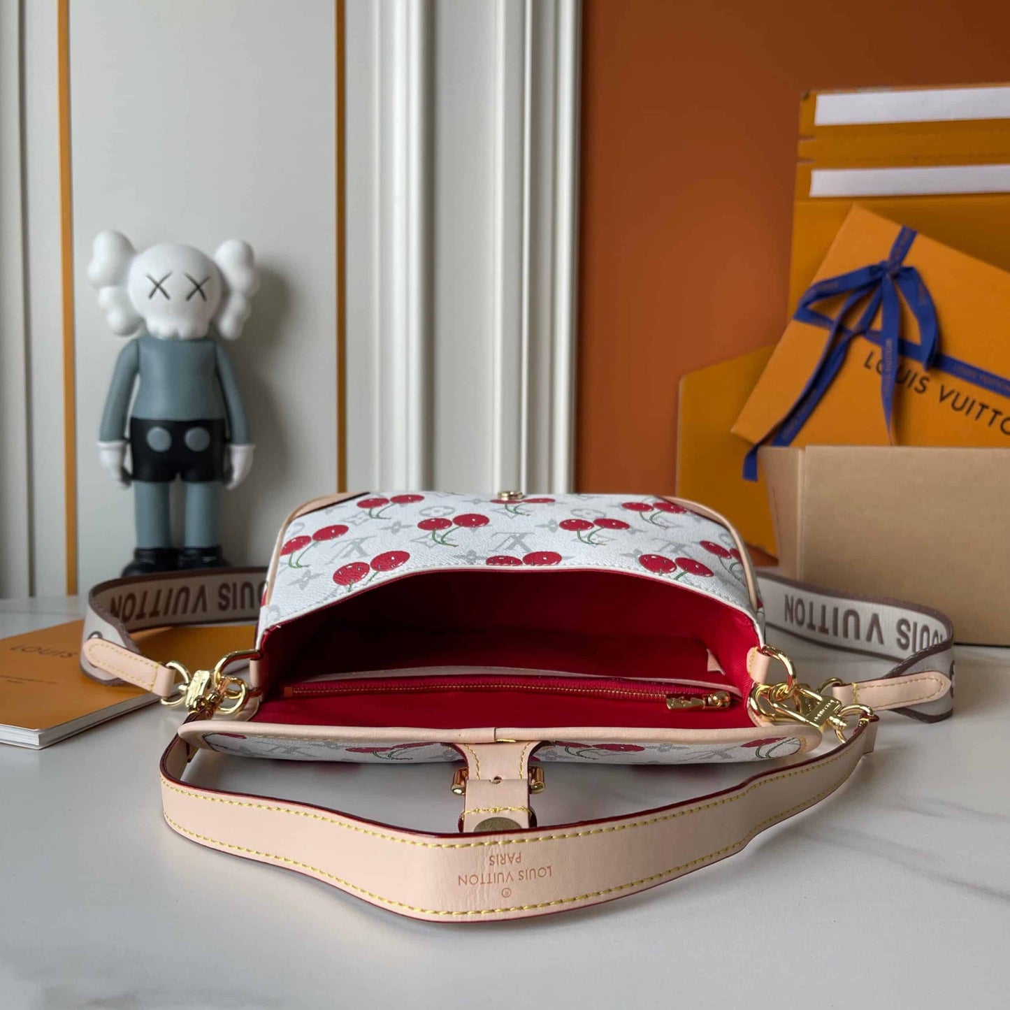 LOUIS VUITTON X TAKASHI MURAKAMI DIANE BAG MONOGRAM CHERRY WHITE 25CM