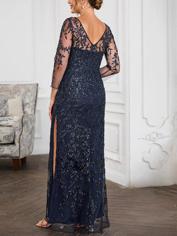 Round Neck Lace Solid Color Maxi Dress