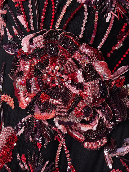 Round Neck Mesh Sequins Maxi Dress