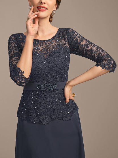 Lace Solid Color Midi Dress
