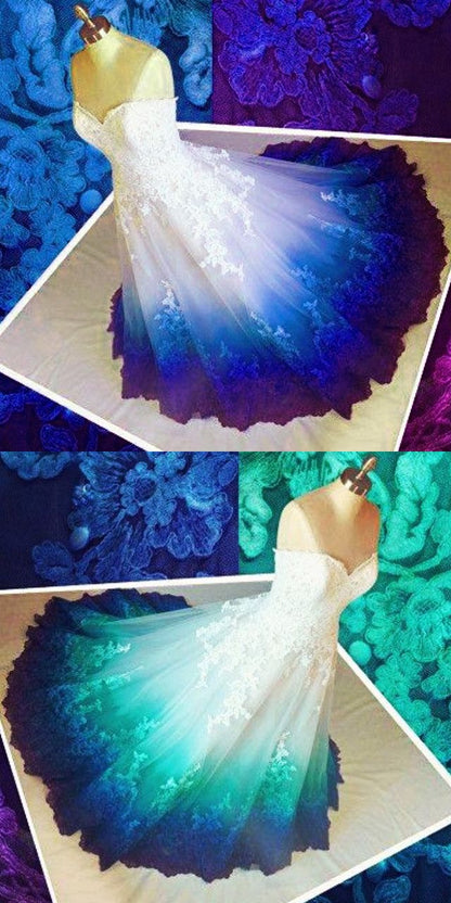 Colorful Ombré Wedding Dress Ball Gown   fg2685