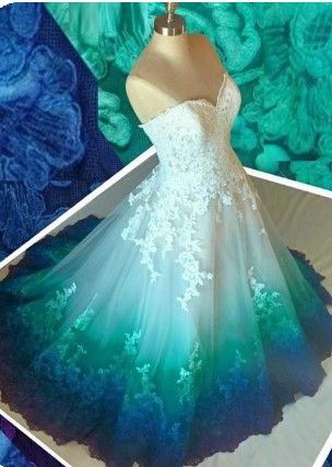 Colorful Ombré Wedding Dress Ball Gown   fg2685
