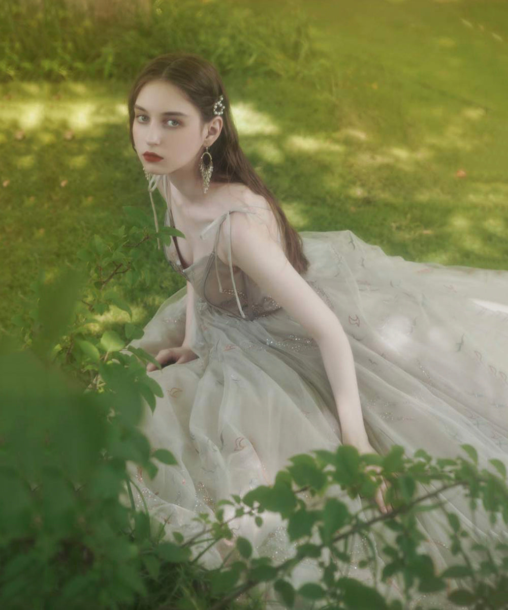 Stylish tulle long prom dress evening dress  8514