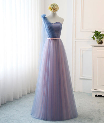 Blue v neck tulle long prom dress evening dress  8495
