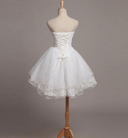White/Red/Blue Sweet Cute Tulle Lace Short Prom Dress Homecoming Dress 8385