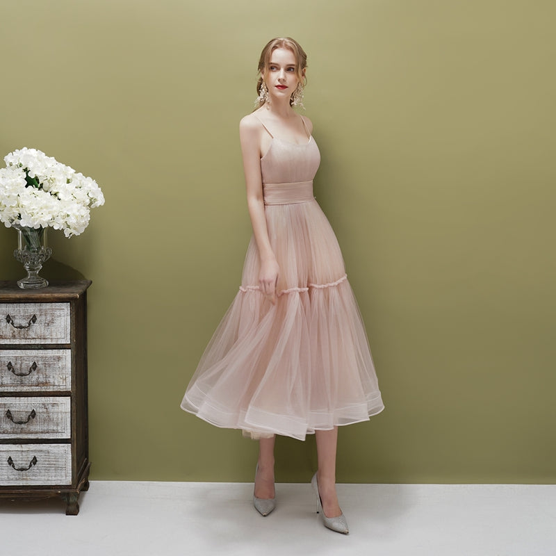 Cute green tulle short prom dress, green evening dress  8116