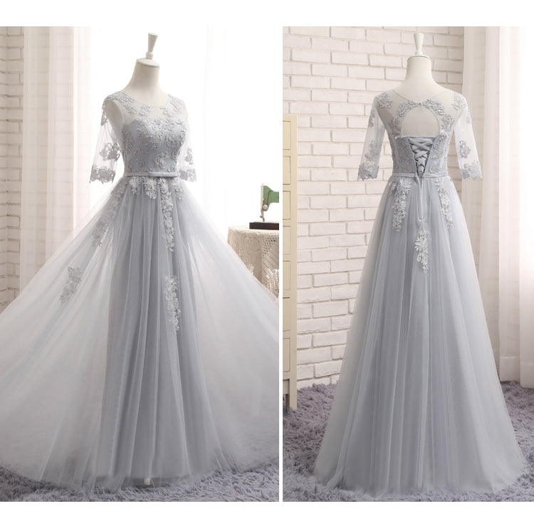 Stylish lace tulle long prom dress,evening dress,homecoming dresses  7664