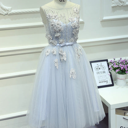 Cute A-line lace applique short prom dress,homecoming dresses  7708