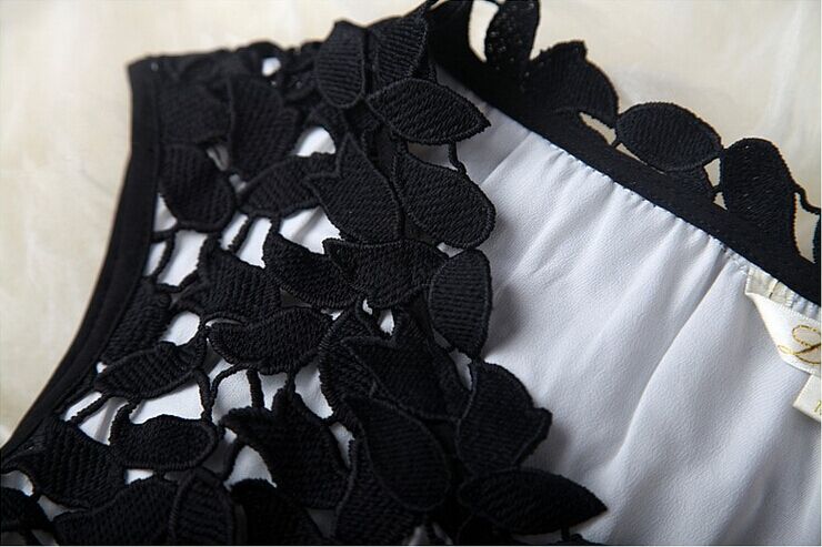 A-line round neck lace short prom dress,party dress  7596