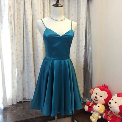 Simple A-line V-neck short prom dress,homecoming dress  7594