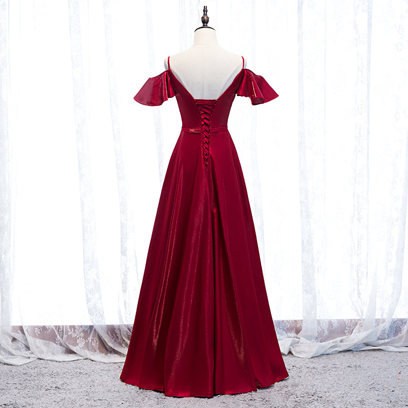 Burgundy long prom dress evening dress  8268