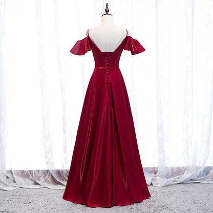Burgundy long prom dress evening dress  8268