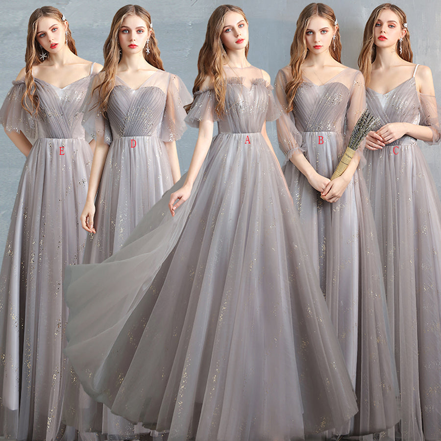 Cute tulle long prom dress simple evening dress  8245