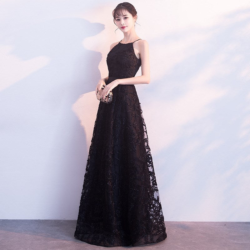 Black long prom dress black evening dress  8243