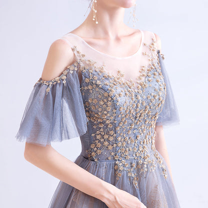 Stylish tulle sequins long prom dress formal dress  8247