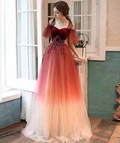 Stylish velvet tulle long prom dress evening dress  8402