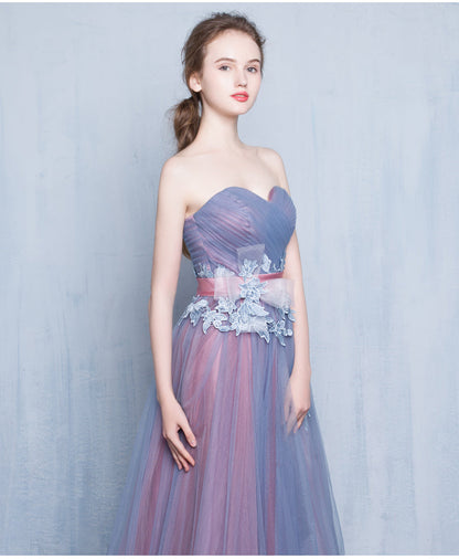 Cute sweetheart neck tulle long prom dress, evening dress  7771