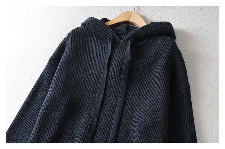 Versatile foreign style soft waxy knitted Hoodie  7733