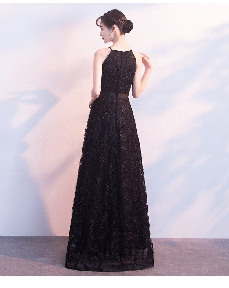 Black long prom dress black evening dress  8243