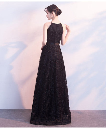 Black long prom dress black evening dress  8243