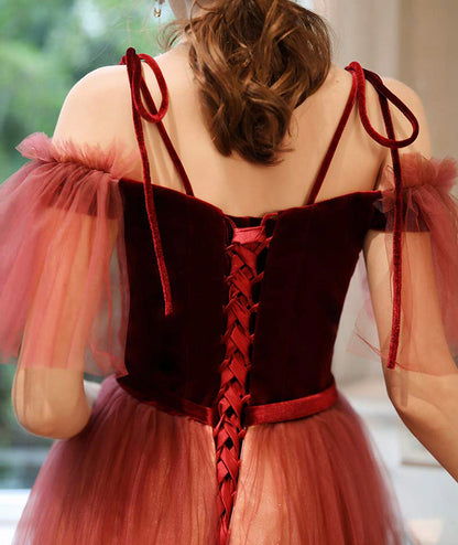 Stylish velvet tulle long prom dress evening dress  8402