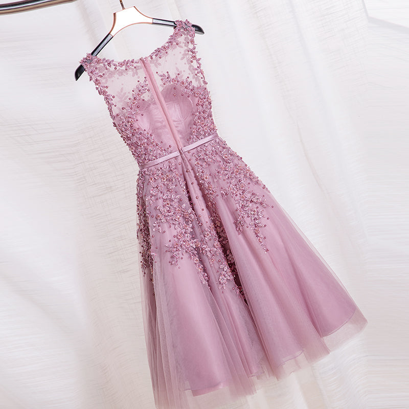 Charming A-line lace short prom dress,homecoming dres  7693