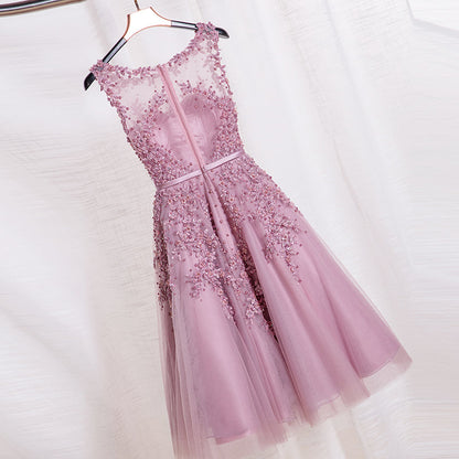 Charming A-line lace short prom dress,homecoming dres  7693