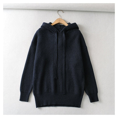 Versatile foreign style soft waxy knitted Hoodie  7733