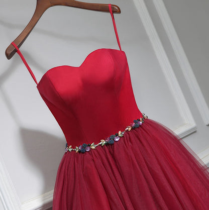 Cute burgundy neck short prom dress, homecoming dress  7782