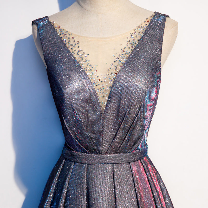 Elegant satin long prom dress, evening dress  7974