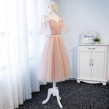 Pink tulle short prom dress, homecoming dress  7989