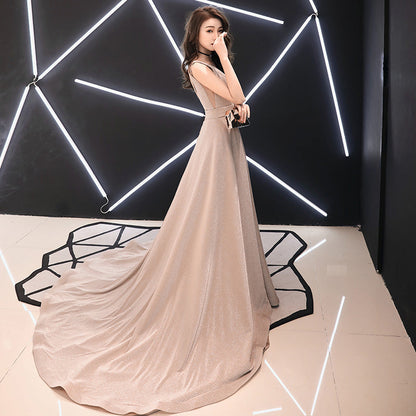 Simple v neck long prom dress, simple evening dress  7907
