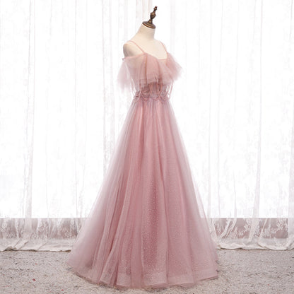 Cute tulle long prom dress evening dress  8174