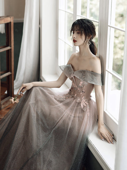 Stylish tulle lace long prom dress, evening dresses  8149