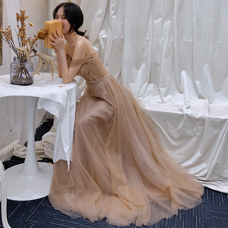 Stylish tulle long prom dress formal dress  8275