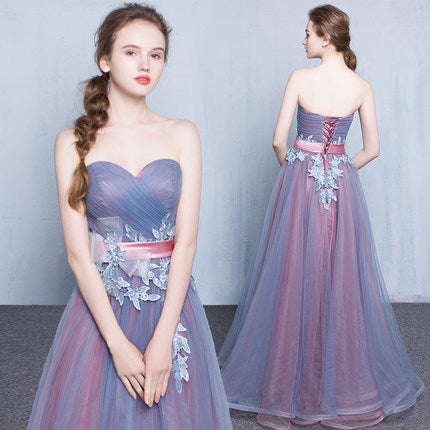 Cute sweetheart neck tulle long prom dress, evening dress  7771