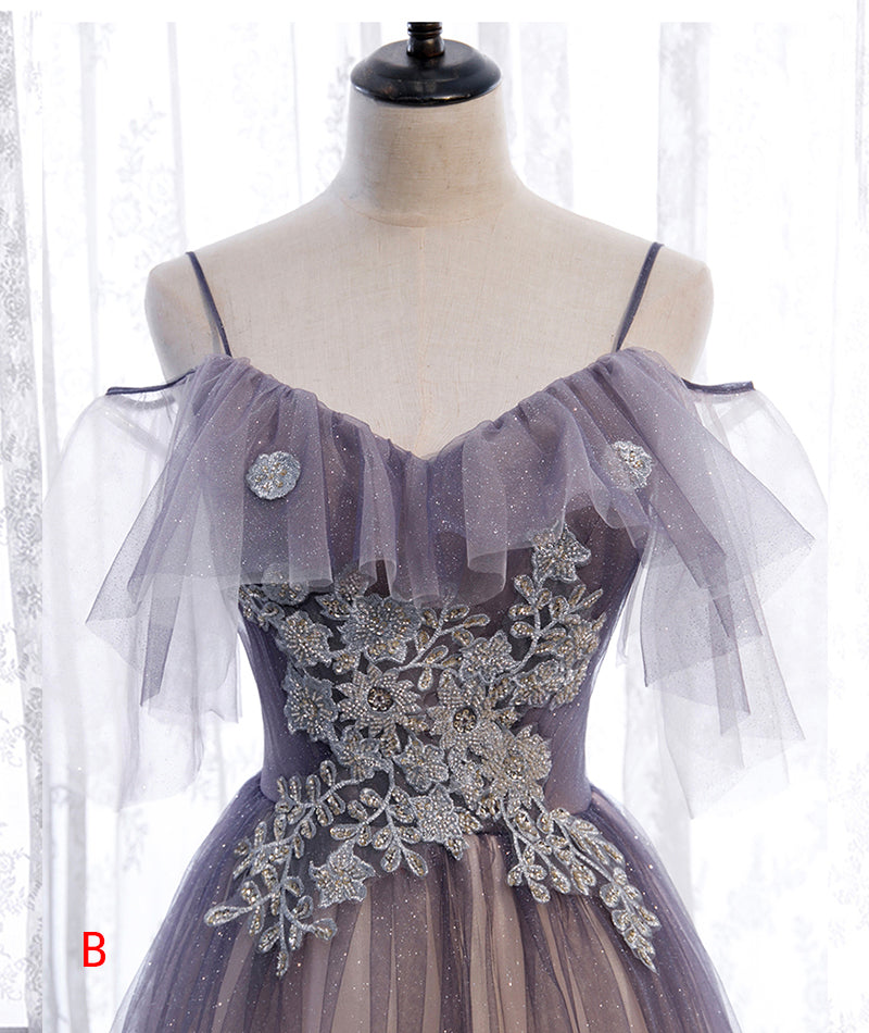 A line tulle lace long prom dress evening dress  8375