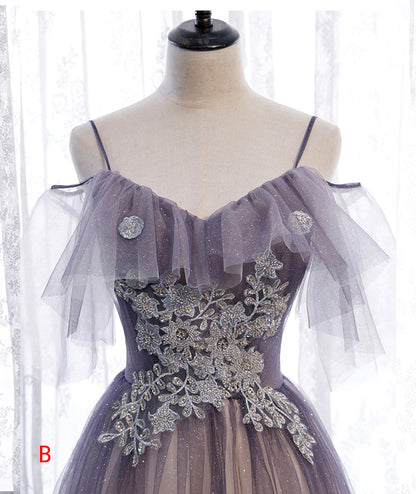 A line tulle lace long prom dress evening dress  8375