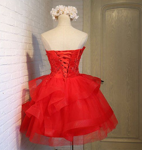 White/Red Sweet Charming A-line Tulle Off-shoulder Short Homecoming Dress Prom Dress, Birthday Dress 7576