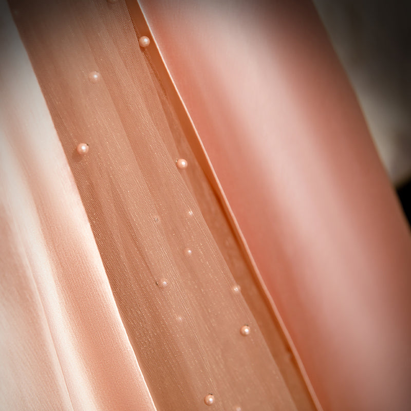 Pink Simple Elegant A-line Long Satin Ball Gown Evening Gown Bridesmaid Dress 8984