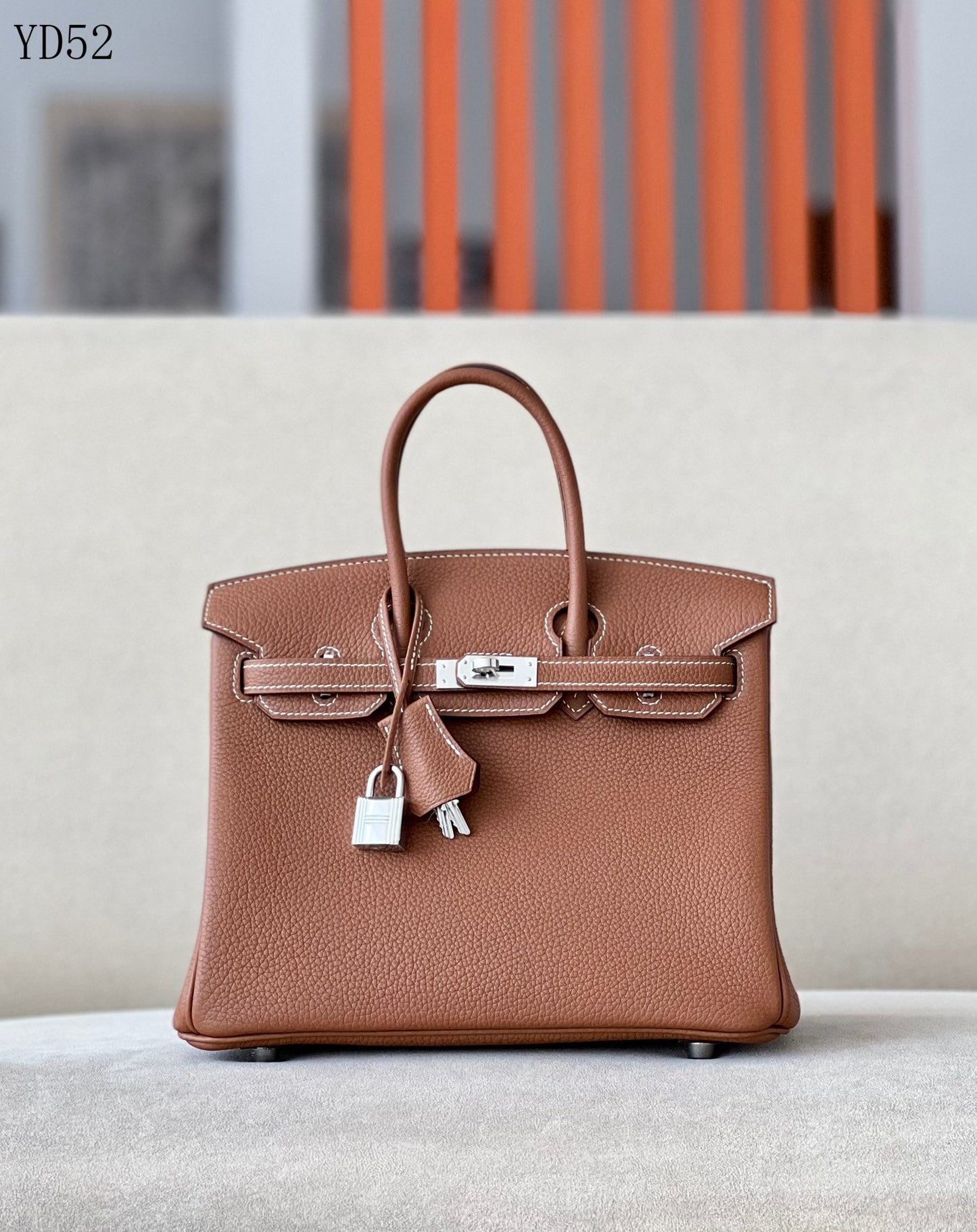 H BIRKIN 25 TOGO BROWN SILVER HARDWARE 25CM