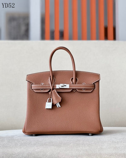 H BIRKIN 25 TOGO BROWN SILVER HARDWARE 25CM