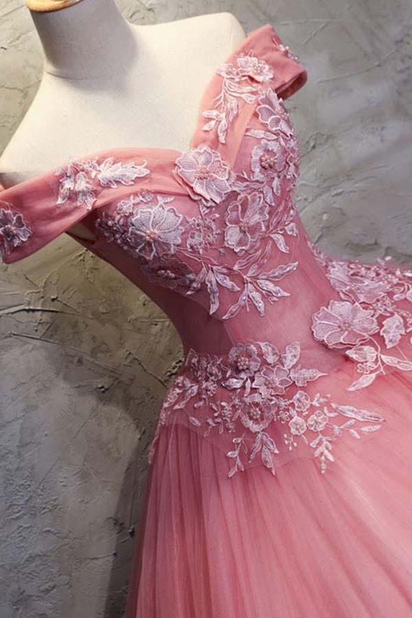 Charming Ball Gown Off-The-Shoulder Tulle Sweet 16 Dress, Quinceanera Dress KS5490