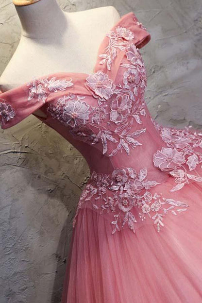 Charming Ball Gown Off-The-Shoulder Tulle Sweet 16 Dress, Quinceanera Dress KS5490