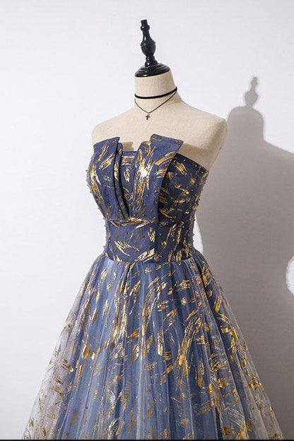 Unique A Line Strapless Ombre Long Prom Dress Stunning Party Dresses KS59